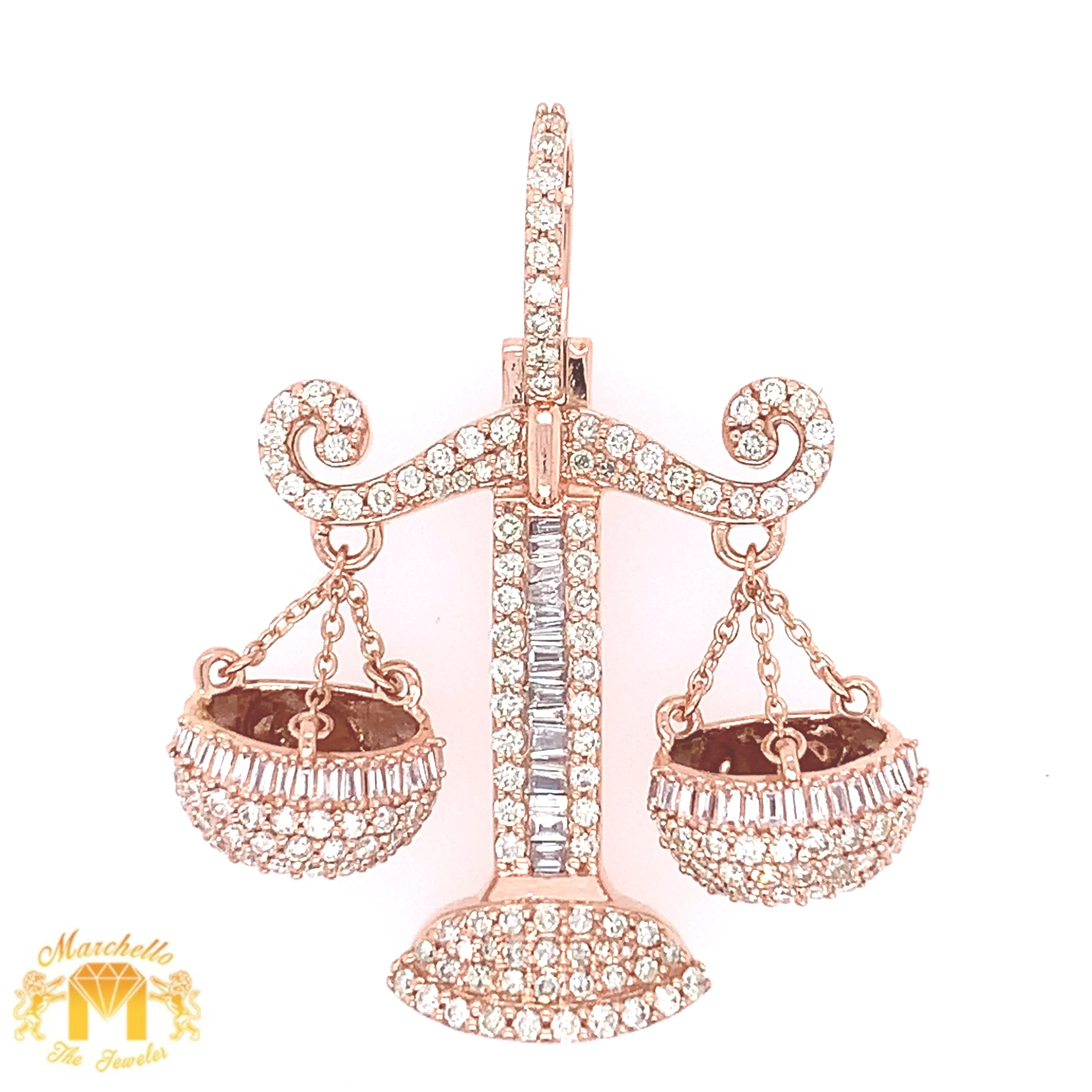 14k Gold Scales Diamond Pendant and 14k Gold Cuban Link Chain Set