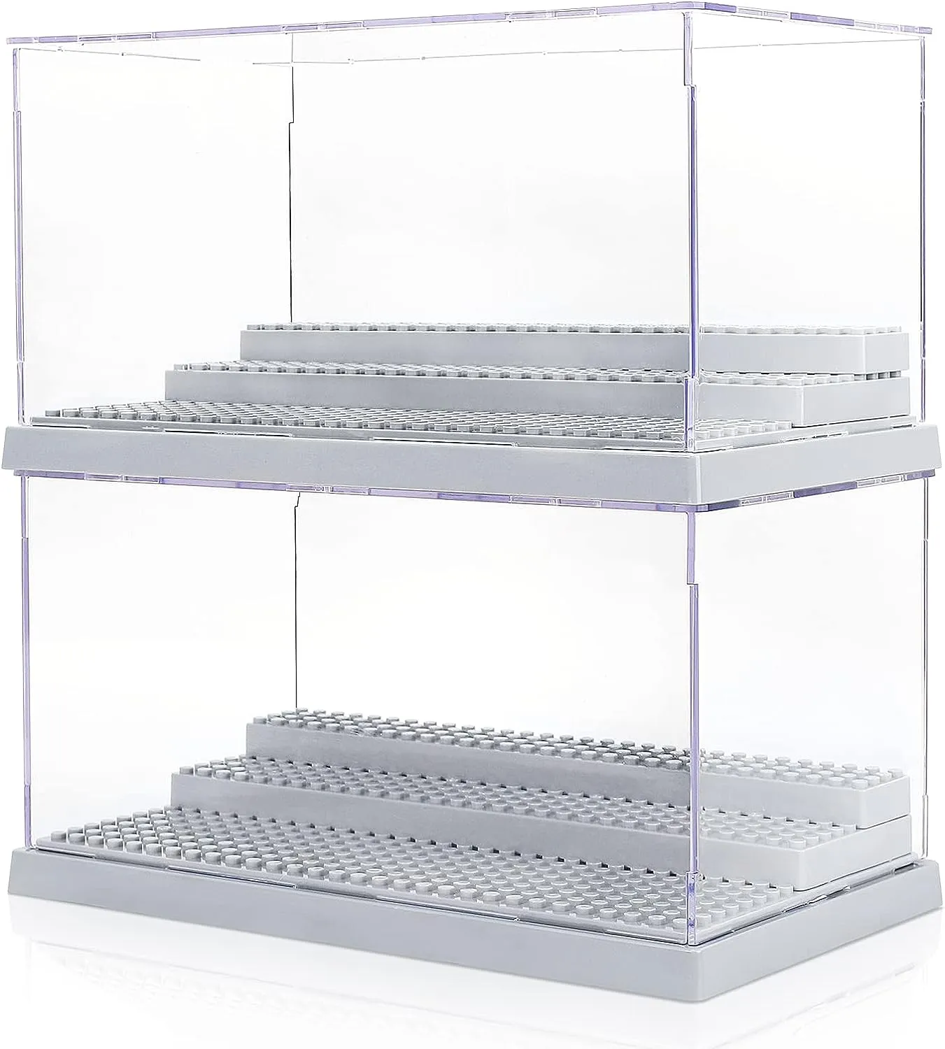 2 Pack Display Case for Minifigures Action Figures Block-Gray