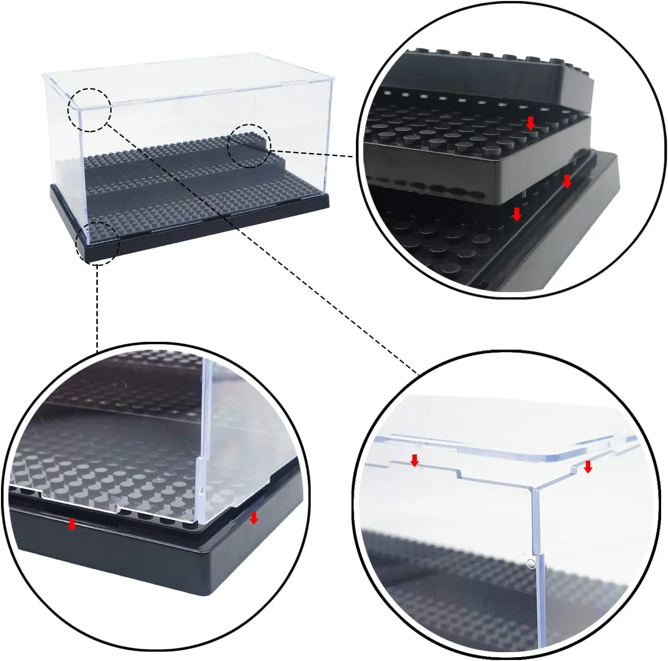 2 Pack Display Case for Minifigures Action Figures Block-Gray