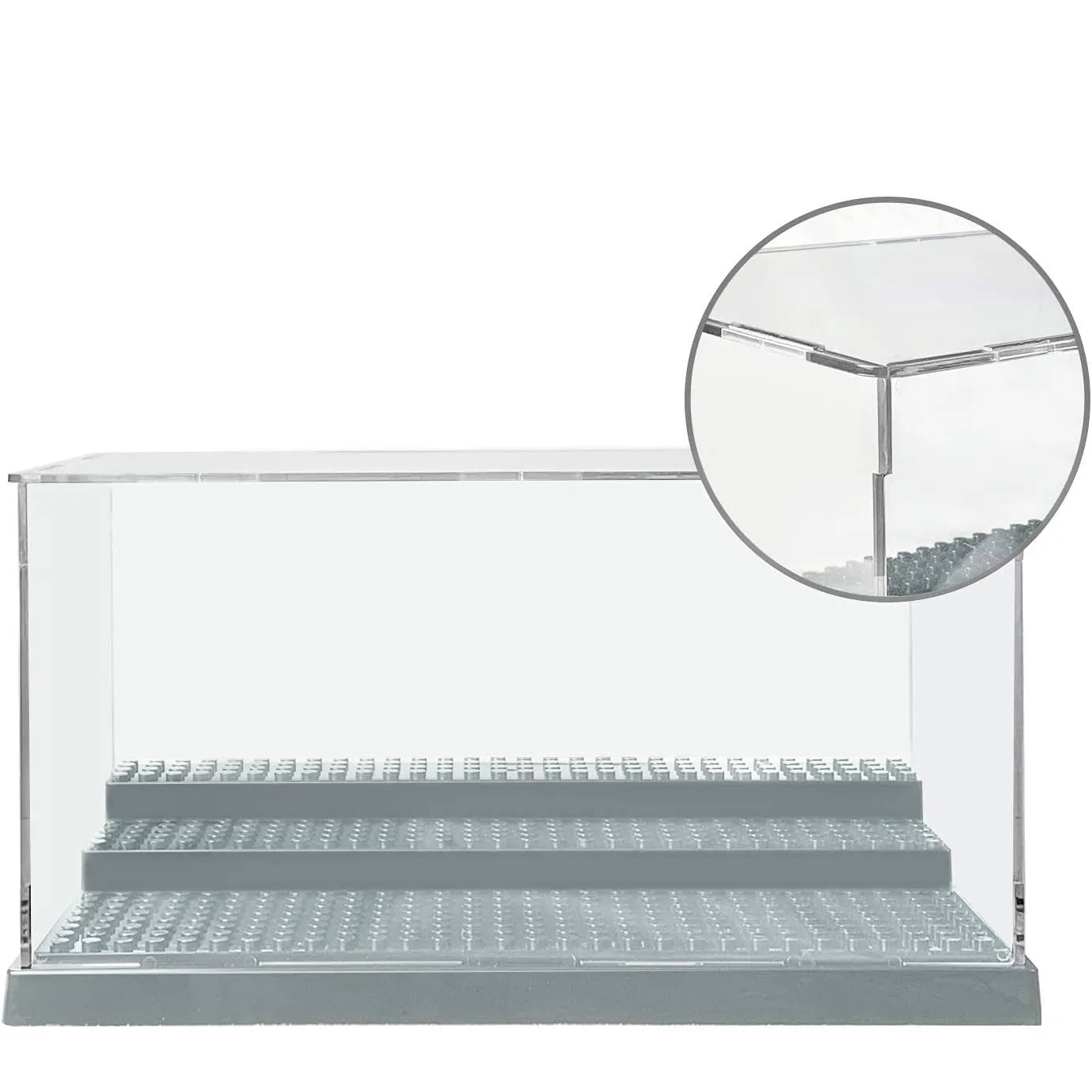 2 Pack Display Case for Minifigures Action Figures Block-Gray
