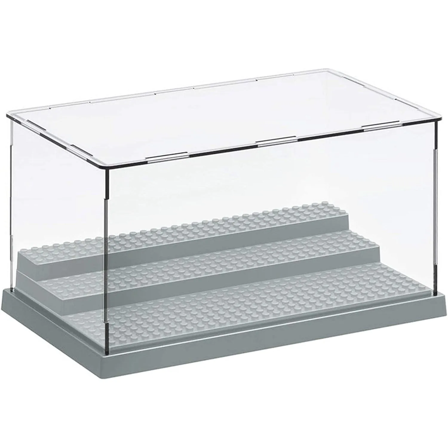 2 Pack Display Case for Minifigures Action Figures Block-Gray