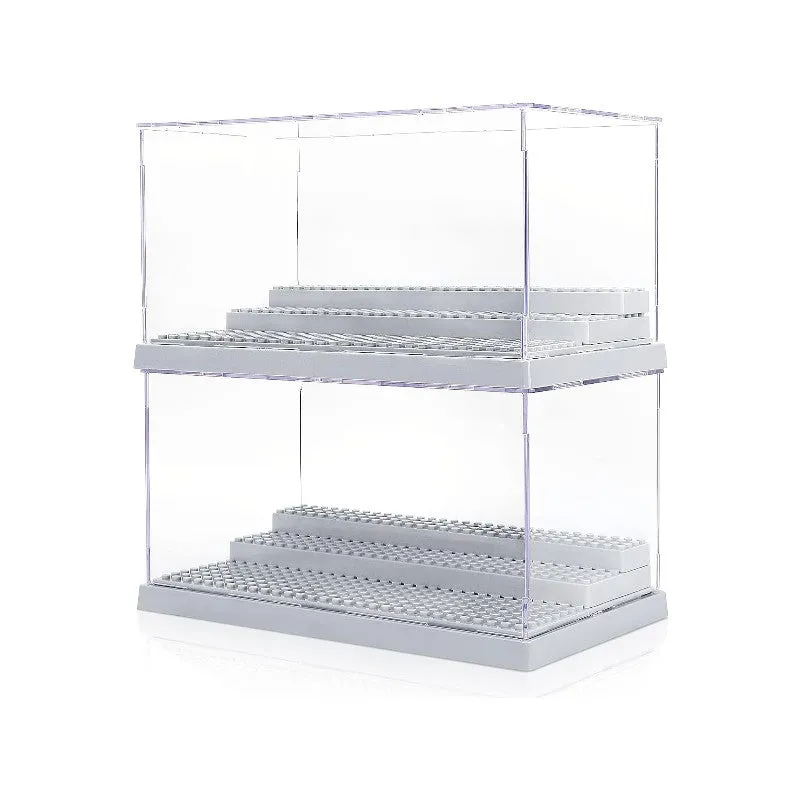2 Pack Display Case for Minifigures Action Figures Block-Gray