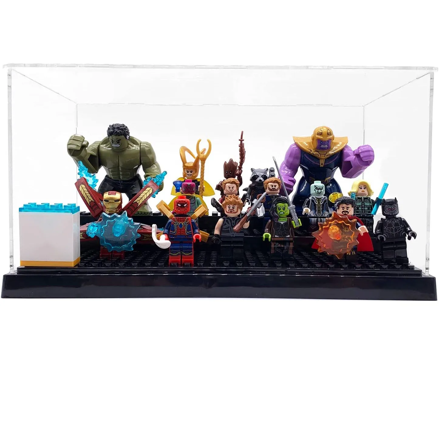 2 Pack Display Case for Minifigures Action Figures Block-Gray