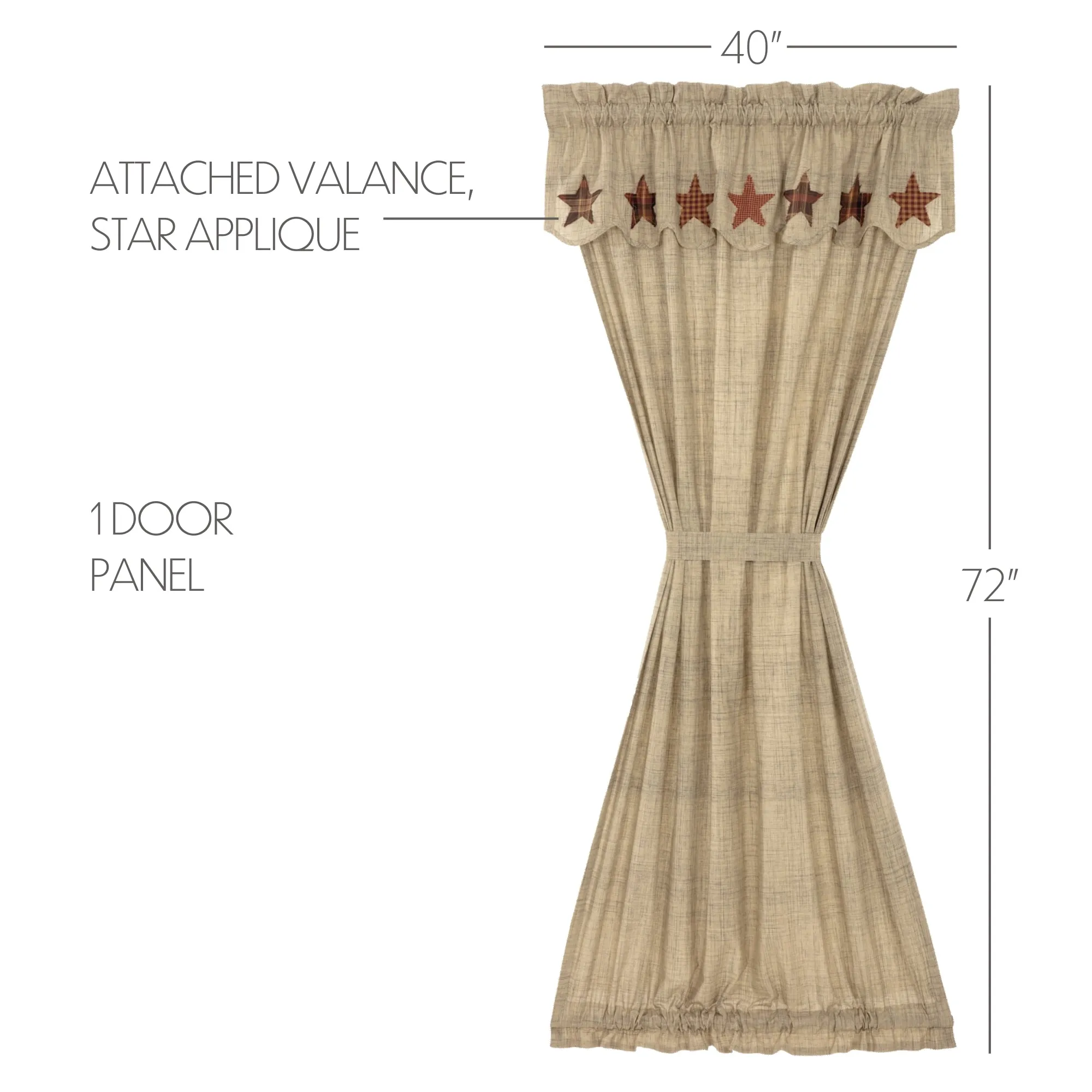 Abilene Star Door Panel with Attached Valance 72x42
