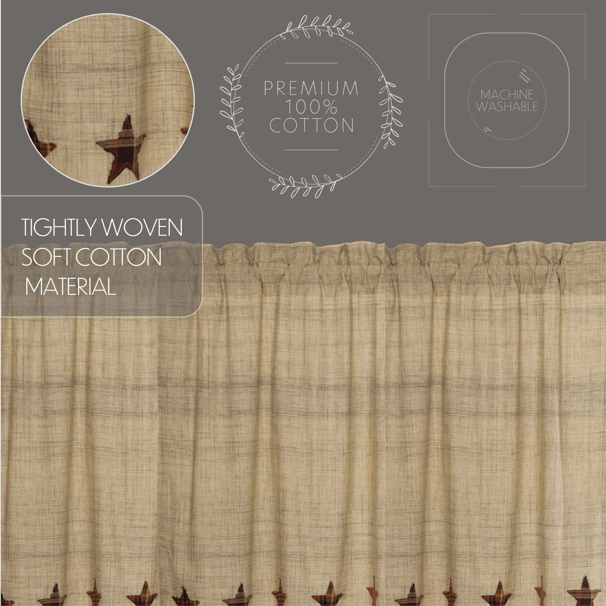 Abilene Star Door Panel with Attached Valance 72x42