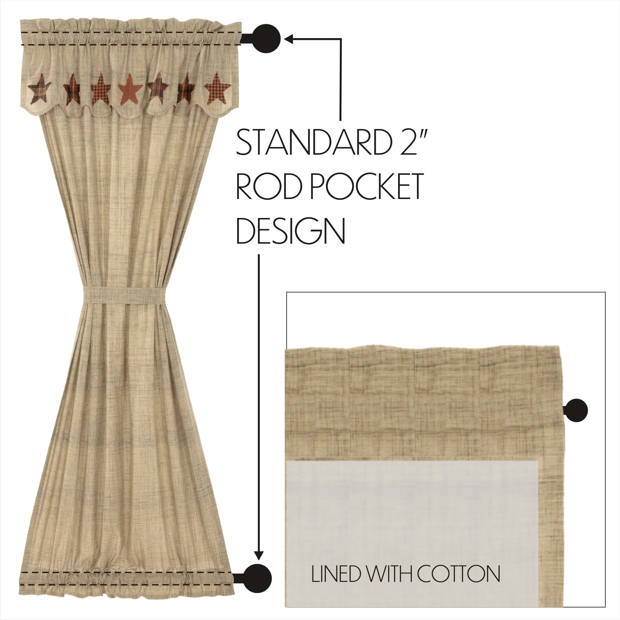 Abilene Star Door Panel with Attached Valance 72x42