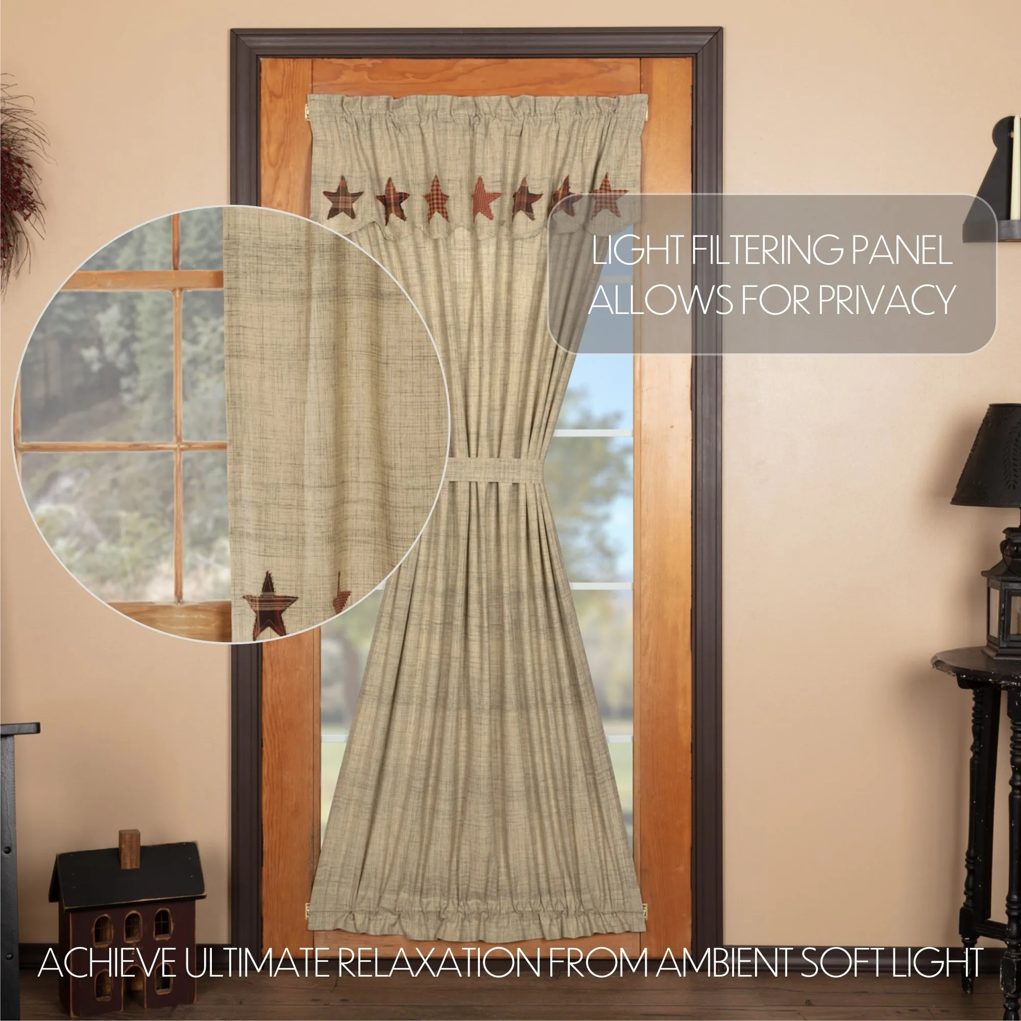 Abilene Star Door Panel with Attached Valance 72x42