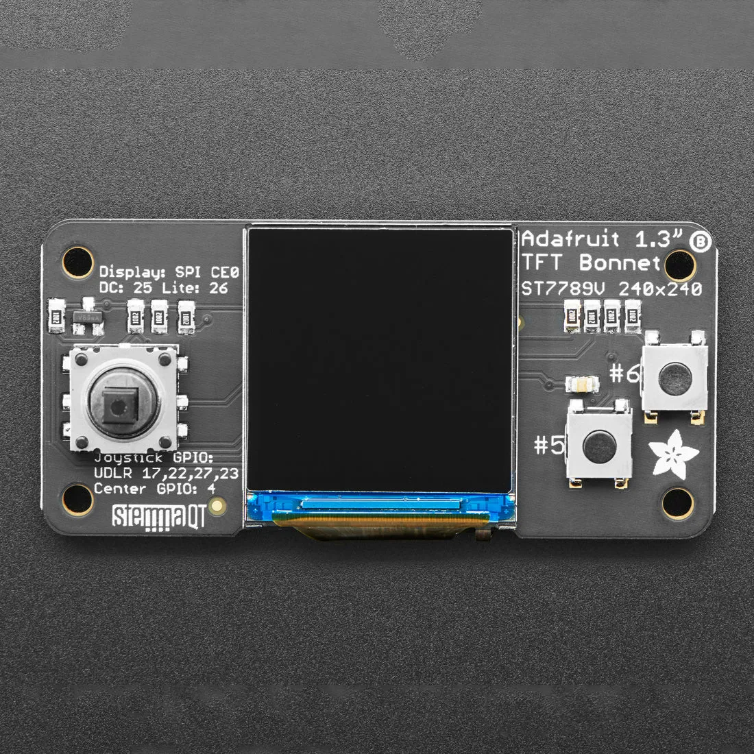 Adafruit 1.3" Color TFT Bonnet for Raspberry Pi - 240x240 TFT   Joystick Add-on