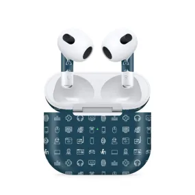 Airpods 3 Tech Icons Blue Skin