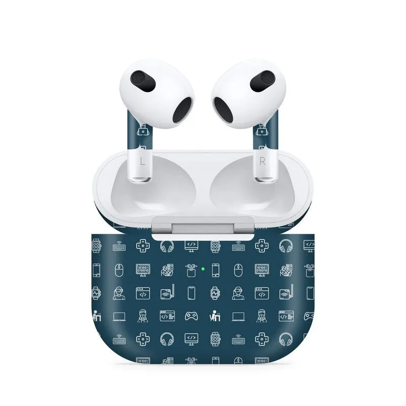 Airpods 3 Tech Icons Blue Skin