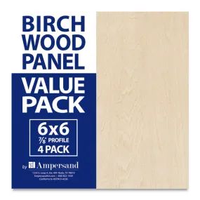 Ampersand Unprimed Birch Wood Artist Panel - 7/8" Cradle, 6" x 6", 4 Pack