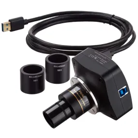 AmScope MU Series 1.2MP USB 3.0 High-sensitivity Color CMOS C-Mount Microscope Camera with Reduction Lens and Calibration Slide