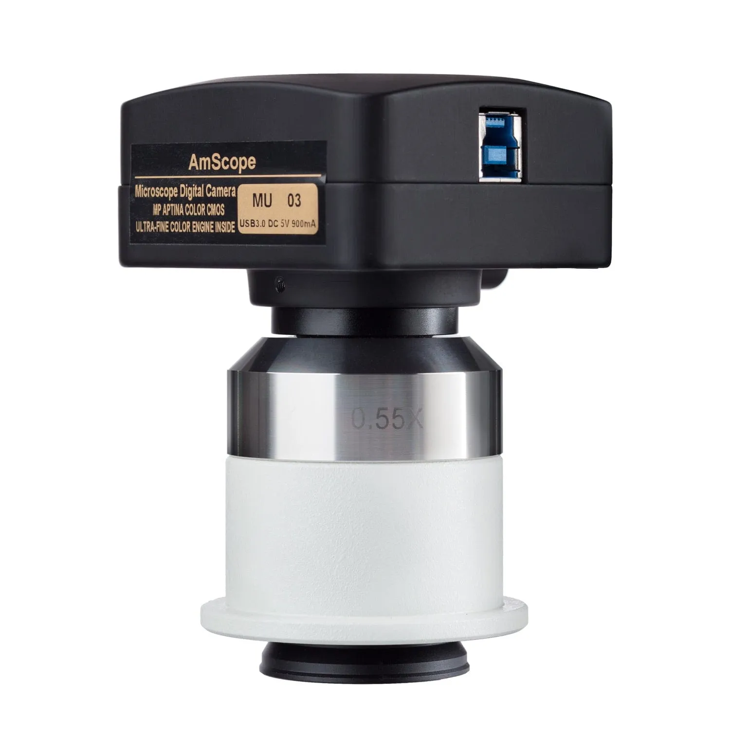 AmScope MU Series 18.0MP USB 3.0 Color CMOS C-Mount Microscope Camera with 0.55X Adapter for Nikon Microscopes