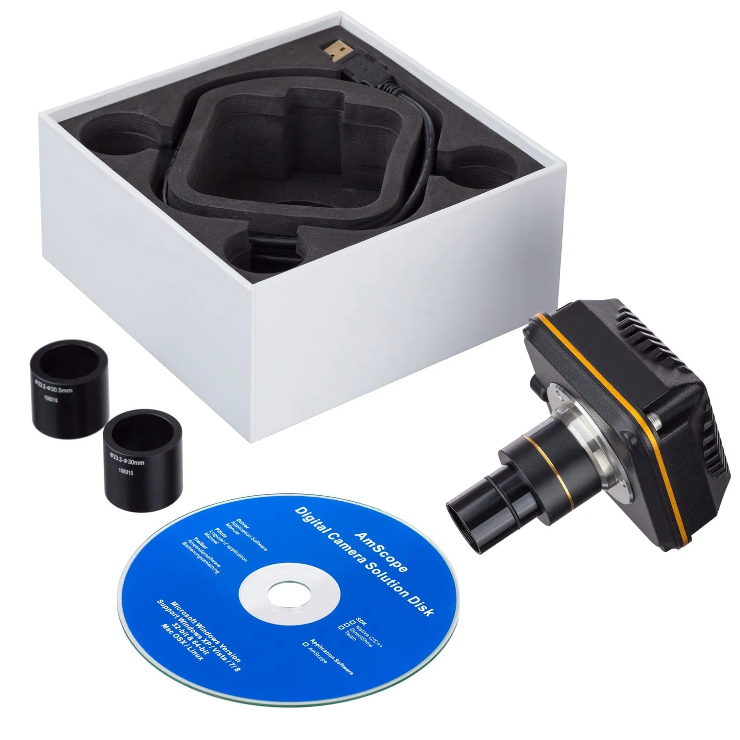 AmScope MU Series 3.0MP USB 3.0 High-performance Color CMOS C-Mount Microscope Camera with Reduction Lens