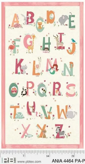 Animal Alphabet Panel - Pink