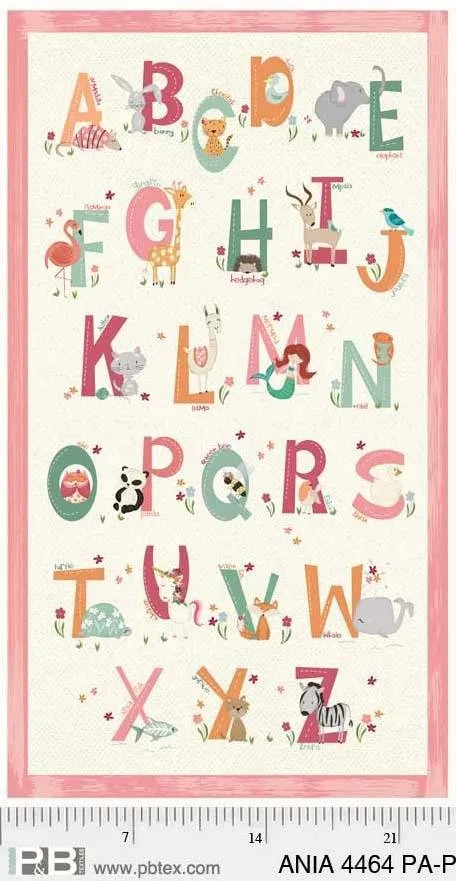 Animal Alphabet Panel - Pink