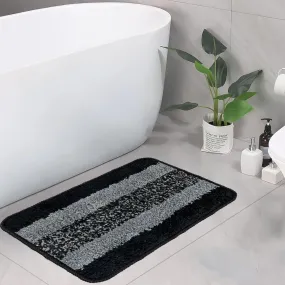 Anti-Skid Microfiber Bathroom Door Mat, Water Absorbent Floor mat (50X35cm) (Black)