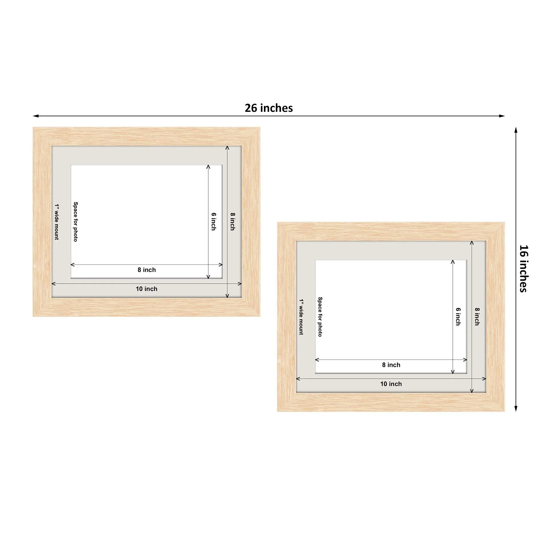 ArtzFolio Wall & Table Photo Frame D527 | Wall Photo Frame Collage for Living Room | Picture Frames Home & Wall Decoration | Natural Brown | Set of 2 Units With Mat | With Back Stand | 8x10inch