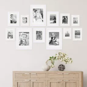 ArtzFolio Wall Photo Frame D247 | Wall Photo Frame Collage for Living Room | Picture Frames Home & Wall Decoration | White | Set of 12 Units With Mat | 6x8-5 Unit | 6x10-4 Unit | 8x10-3 Unit