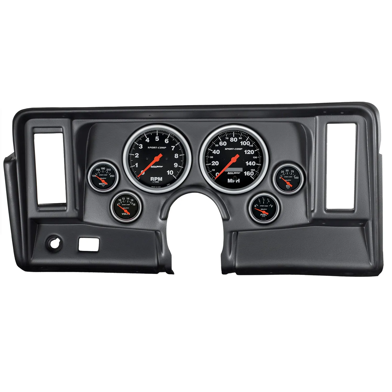 AutoMeter 7024-SC DIRECT FIT DASH KIT; NOVA 69-76; TACH/MPH/FUEL/OILP/WTMP/VOLT; SPORT-COMP