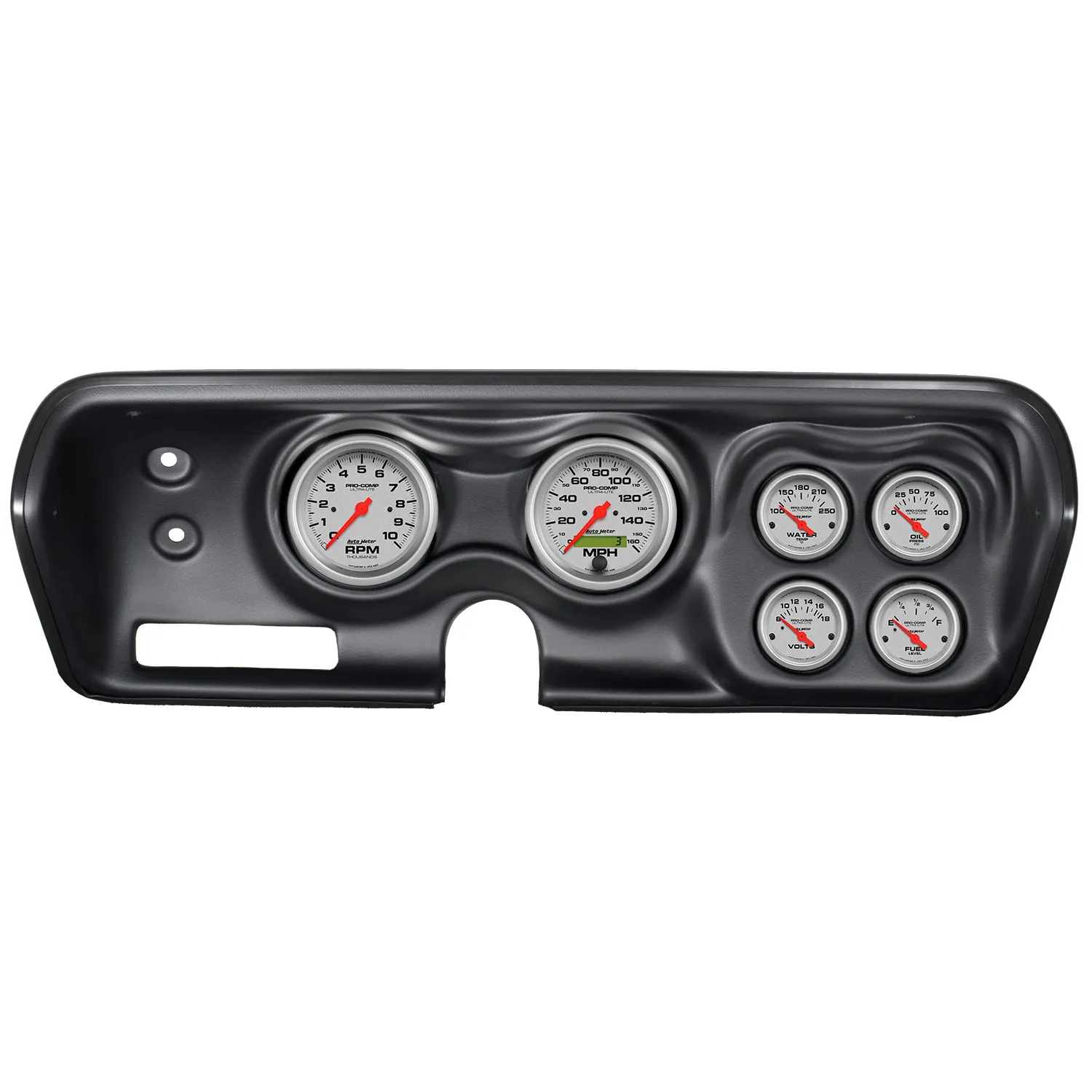 AutoMeter 7030-UL DIRECT FIT DASH KIT; BBODY/CHRGR/GTX/RDRNR/SAT 71-74; RPM/MPH/FUEL/OILP/WTMP/BAT