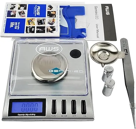 AWS - Gemini-20 Portable Precision Milligram Scale - Silver - 20 X 0.001G
