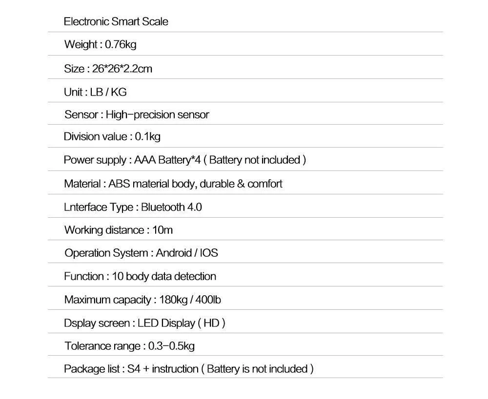 Bluetooth Digital Body Scale