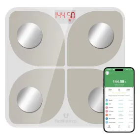 Body Fat Scale, Smart Bathroom Weight Scale, BMI Body Composition Monitor, High Precision Health Analyzer with Smartphone App for Fitness Tracking 400 Lbs/180 Kg (White)