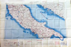 British WWII Era Silk Escape & Evasion Map of Rome, Southern Italy & Sicily (35" x 25")