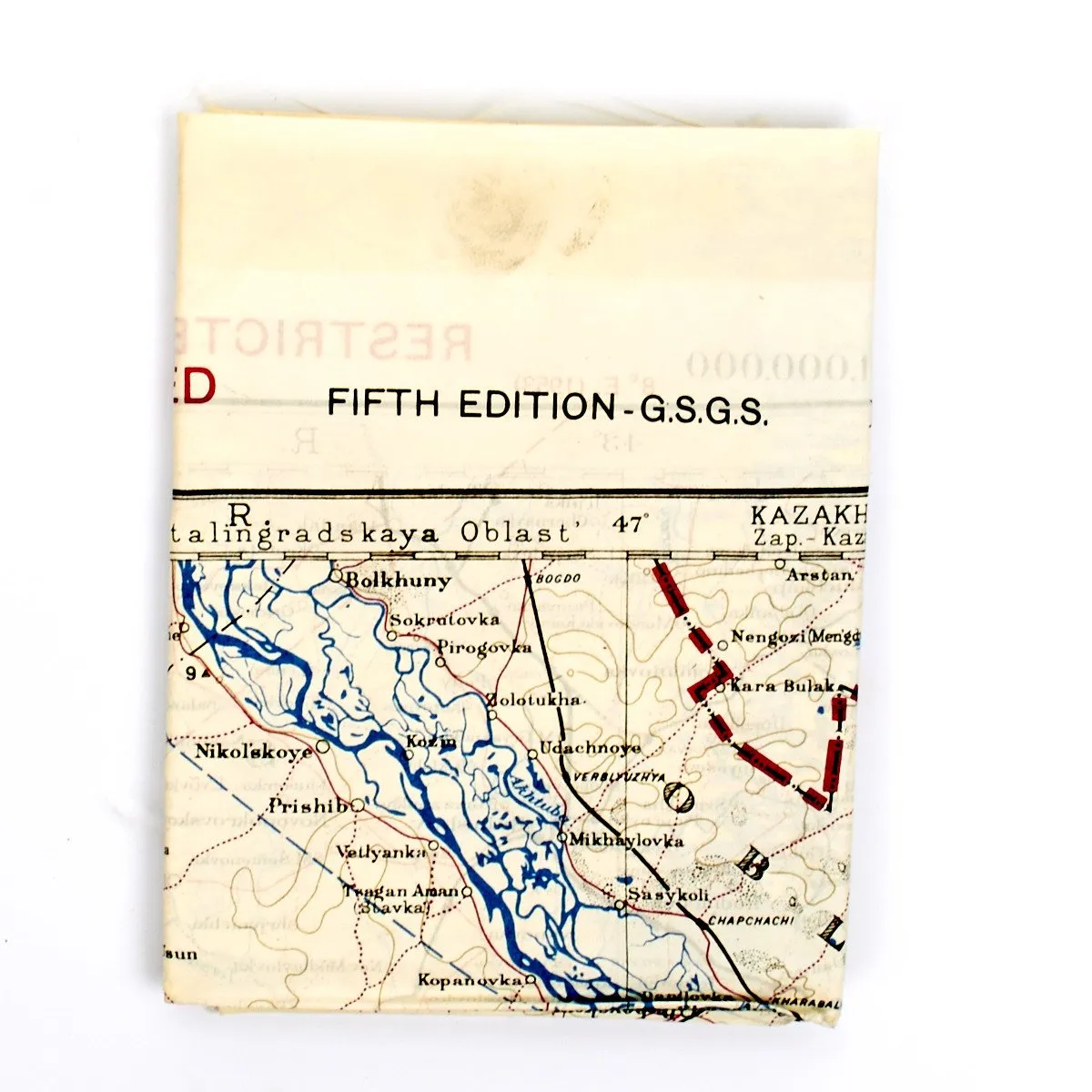 British WWII Era Silk Escape & Evasion Map of Stalingrad Russia 1919-1952 (21 "x 23")