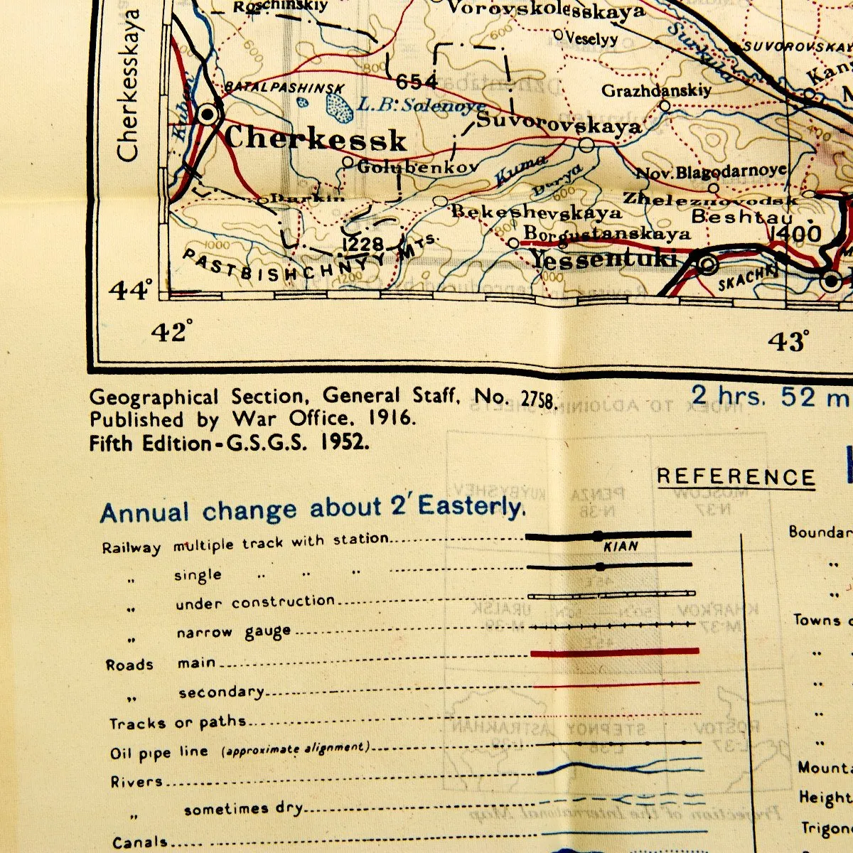 British WWII Era Silk Escape & Evasion Map of Stalingrad Russia 1919-1952 (21 "x 23")