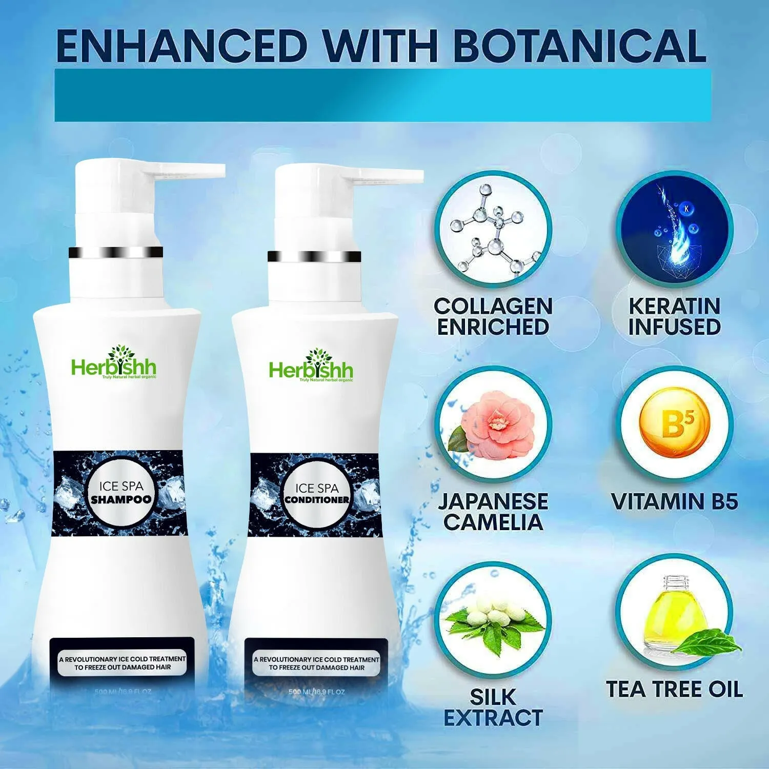 Buy 3 Ice Spa Hair Shampoo & Conditioner Set Get 2 Flower oil free - Herbishh