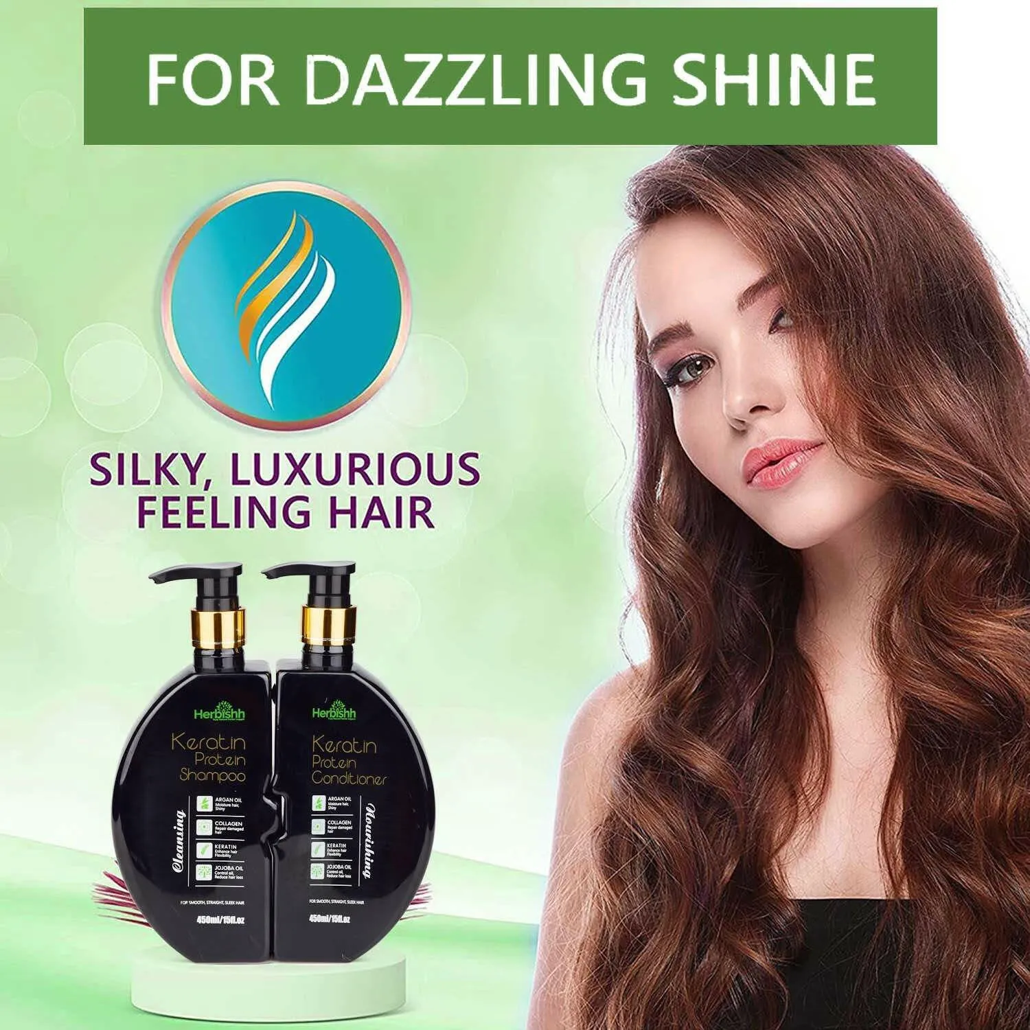 Buy 3pcs Keratin Shampoo & Conditioner set get 2 Instant Hair Straightener Cream free