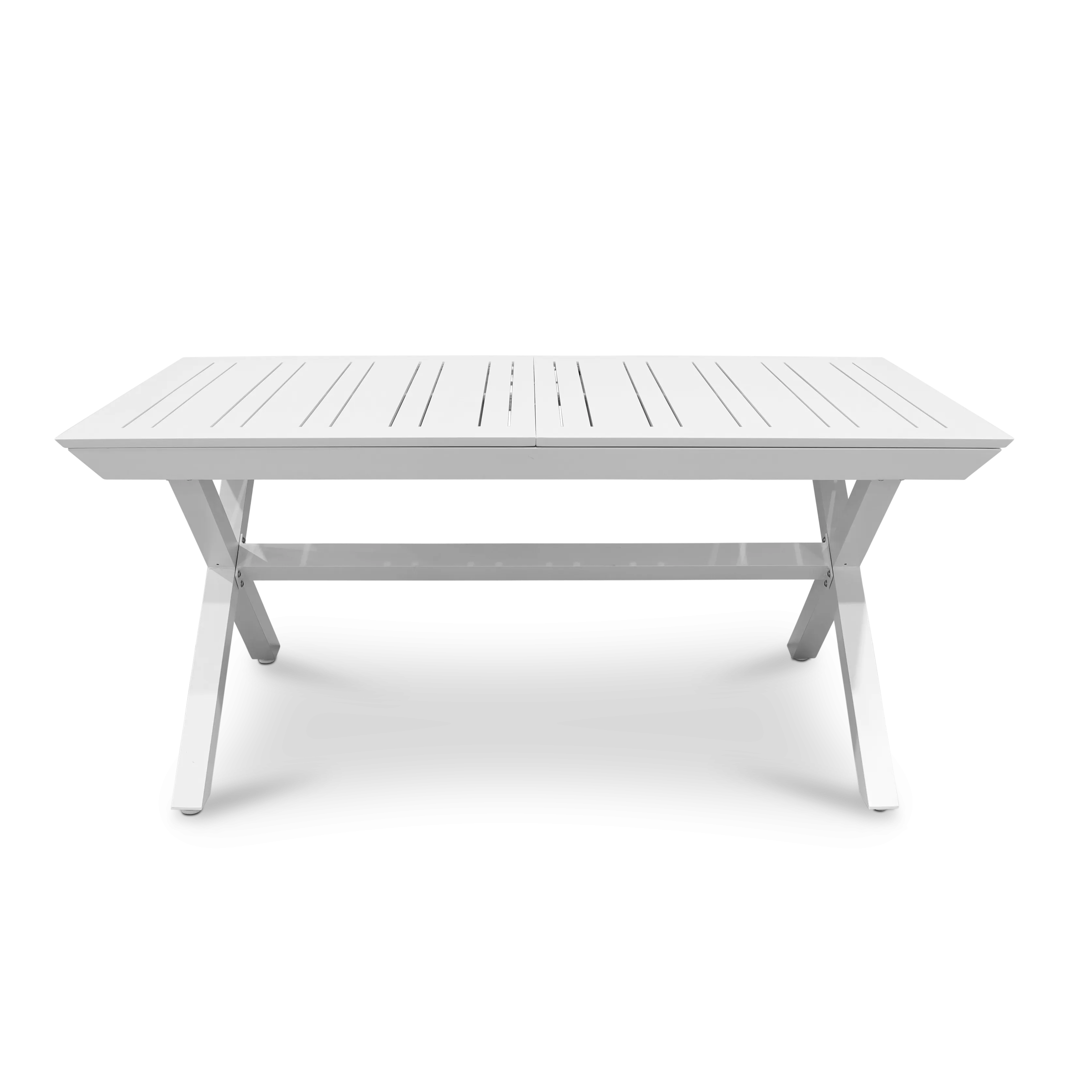 Caribbean Outdoor Extension Table in White with Wicker Chairs