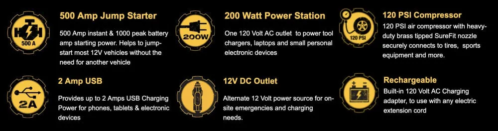 CAT Power Station 3-in-1 Jump Starter, Air Compressor & Power Supply