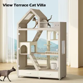 Cat Room Solid Wood Cage Panoramic Glass Cat Cabinet Home Cat Villa