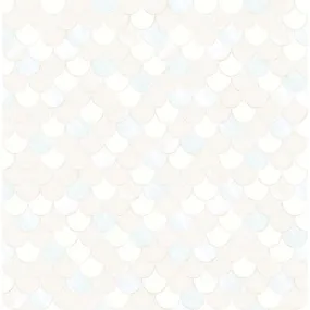 Catalina Scales Wallpaper in White, Pearl, and Aqua from the Tortuga Collection
