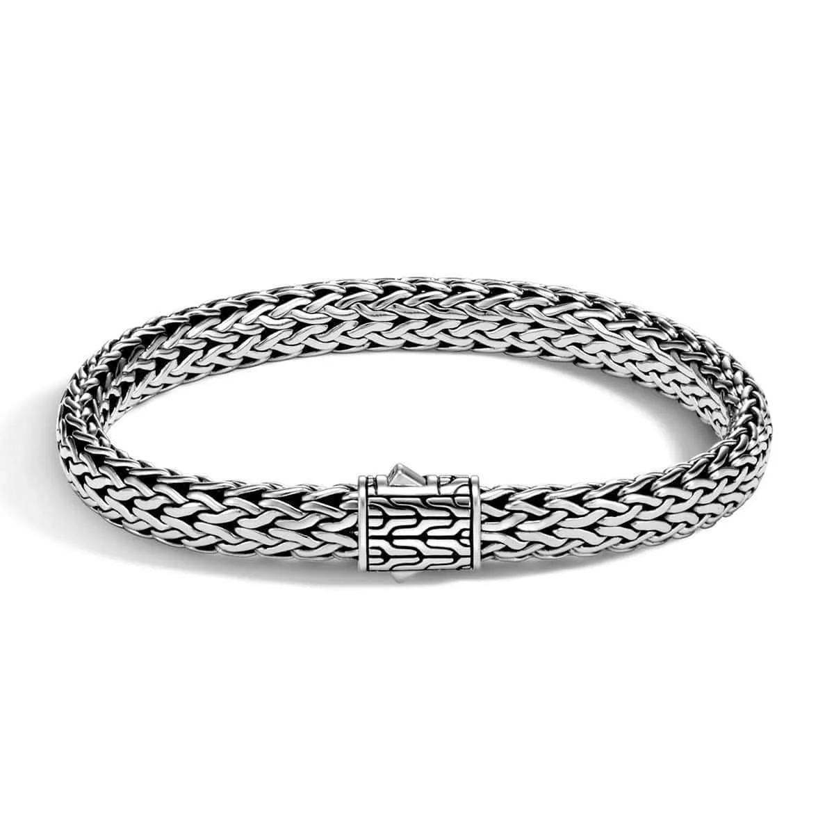 Classic Chain Men's Silver Small Flat Bracelet - BM9045C