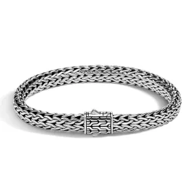 Classic Chain Men's Silver Small Flat Bracelet - BM9045C