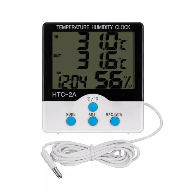 Clock Lcd Digital Thermometer Hygrometer Htc-2A