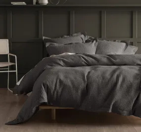 Deluxe Waffle Quilt Cover Set Range Charcoal