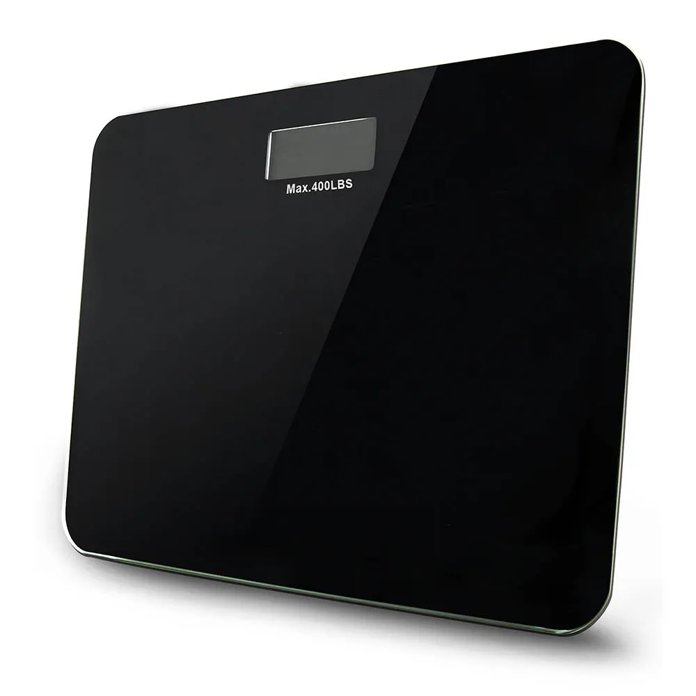 Digital Bathroom Scale, Tempered Glass Platform Max Load 400Lbs, Black