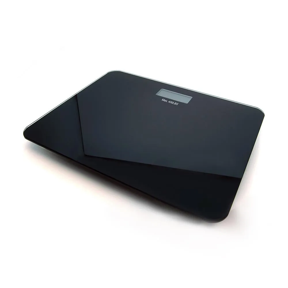 Digital Bathroom Scale, Tempered Glass Platform Max Load 400Lbs, Black