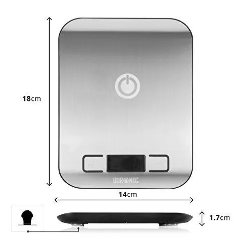 Duronic Digital Kitchen Scales KS1007, Kitchen Weighing Scale for Cooking, Baking, Pet Food, Post, Food, Weight & Electronic Scale with Tare Function