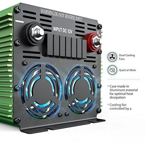 EDECOA 2000W Power Inverter 12V DC to 110V AC Power Converter with Remote Controller