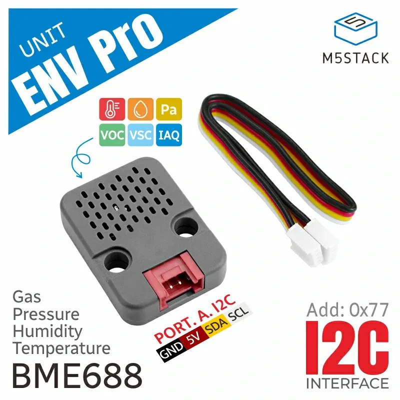 ENV Pro Sensor Unit - Advanced BME688 with Temperature, Humidity, Pressure, and Gas Detection Capabilities