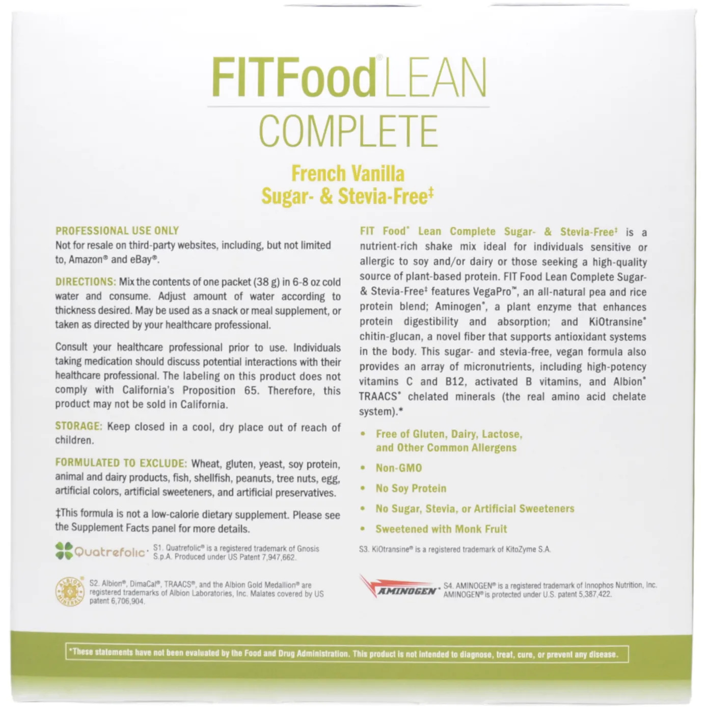FIT Food Lean Complete: French Vanilla (Sugar- & Stevia-Free) 10 Servings by Xymogen