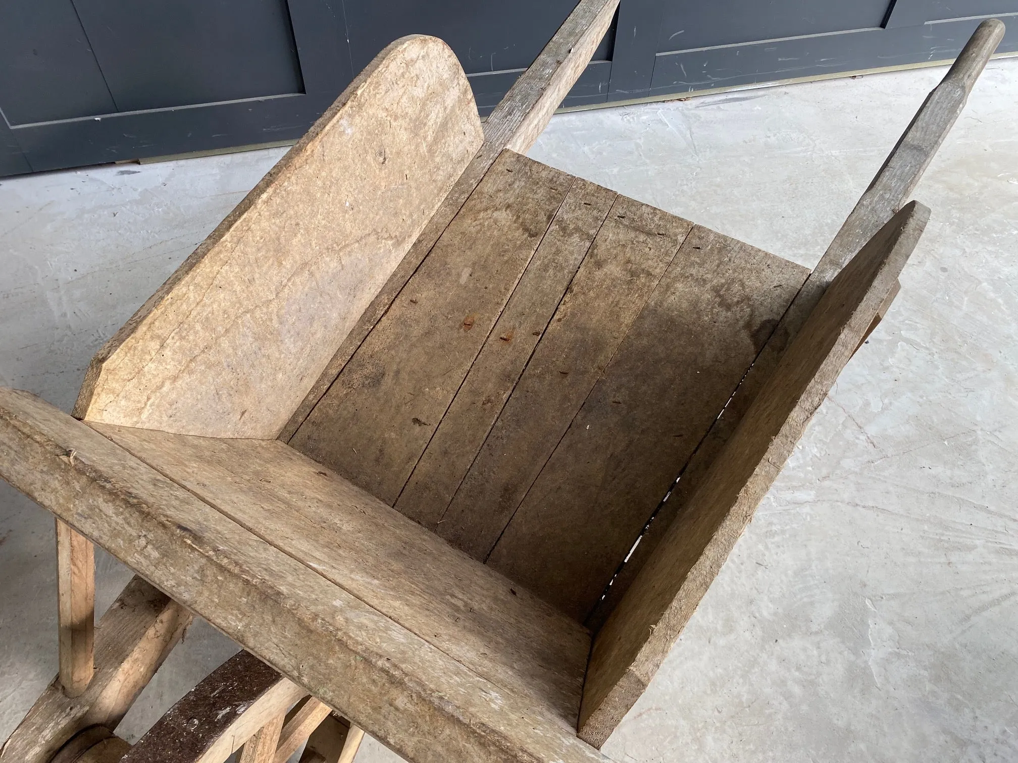 French oak wooden wheelbarrow