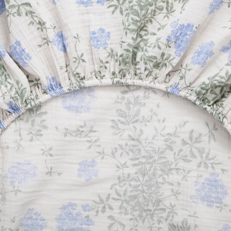 Garbo&Friends Plumbago Muslin Cradle Fitted Sheet and Changing Mat Cover