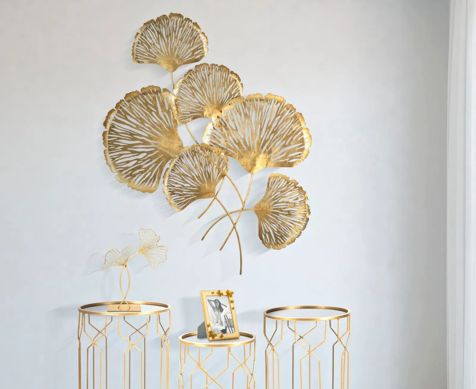 Golden Flower Plant Wall Decor